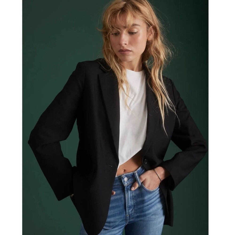 AE77 Blazer Women's Black Size XS Wool Jacket Coat NWOT